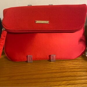 Giorgio Armani Red Two-Tone Flap Wristlet Clutch